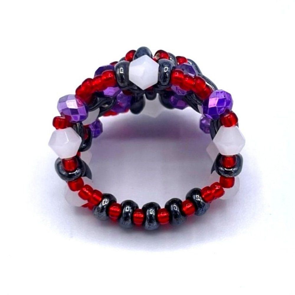 Hematite Black With Amethyst And Ruby Crystal Bea… - image 5